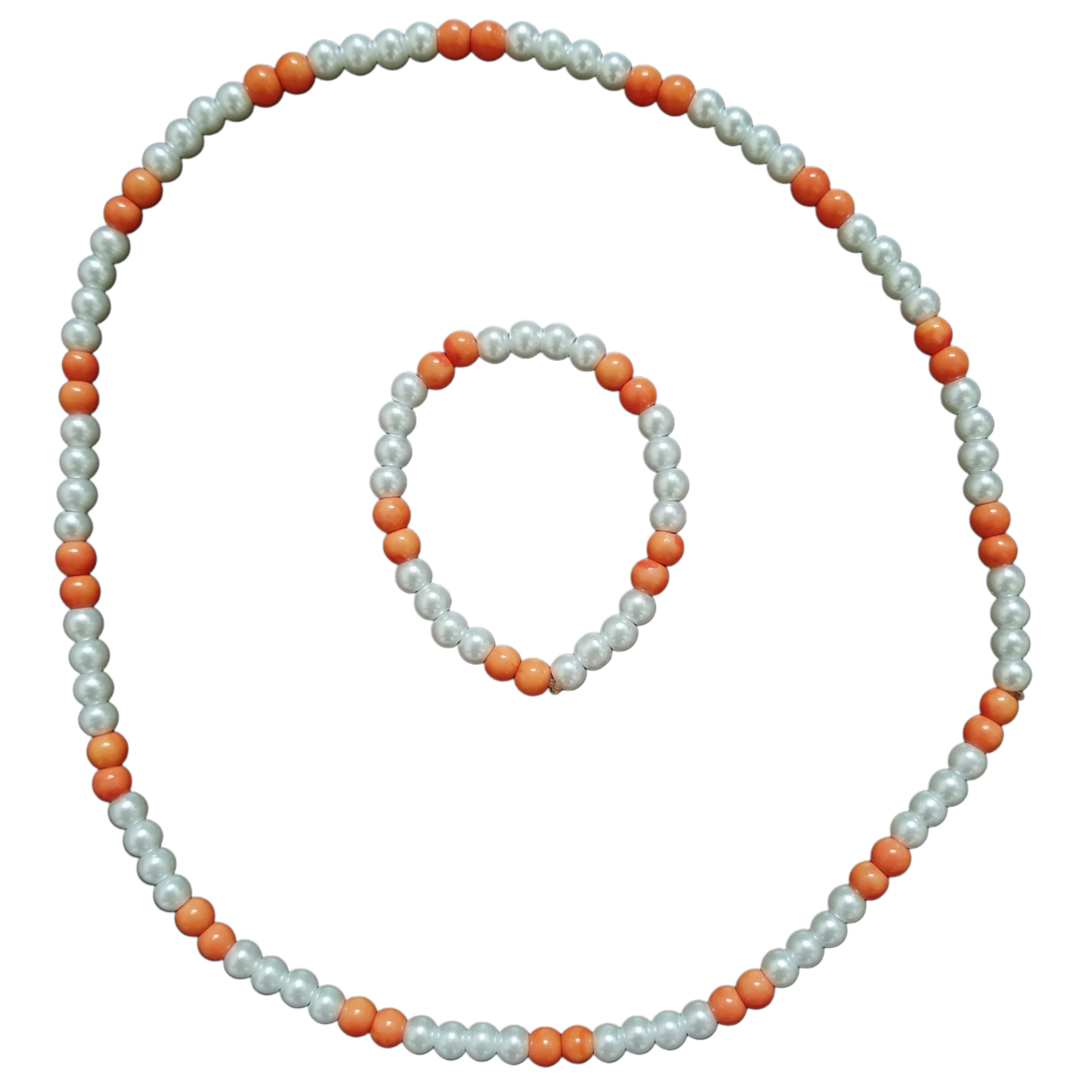 Set Collar y Pulsera Blanco/Naranja
